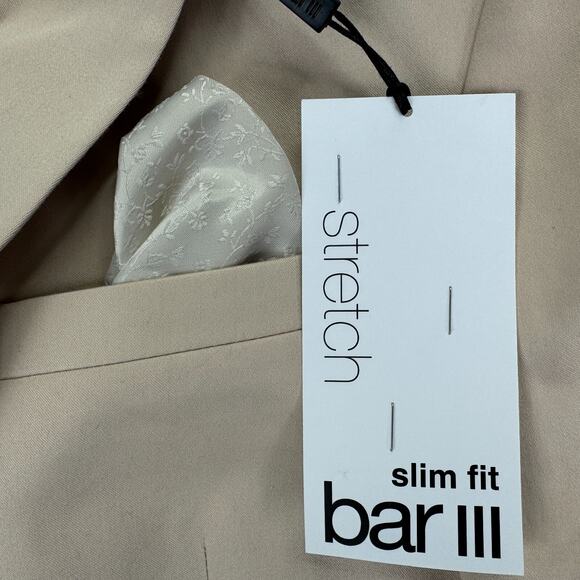 Bar III Mens Slim Fit Cotton Stretch Solid Suit Jacket Tan 38S - Picture 3 of 5